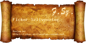 Ficker Szilveszter névjegykártya